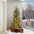 5Ft Pre-Lit Artificial Pine Christmas Tree with Pinecones & Brown Square Pot