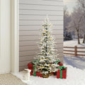 4Ft Pre-Lit Snow-Flocked Artificial Christmas Tree in Burlap Base