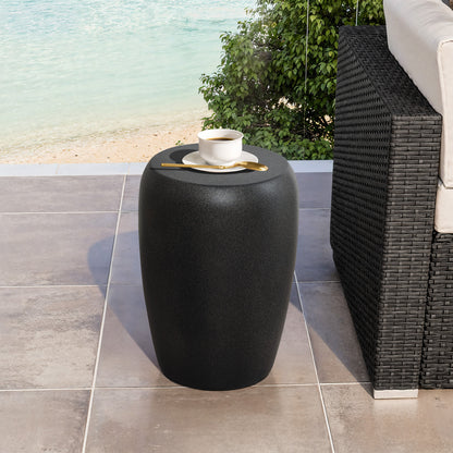 Mod324 Round MgO Accent Side Table, Black & Gold Specks