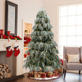 7Ft Flocked Downswept Branches Artificial Christmas Tree with Multi-Color Lights