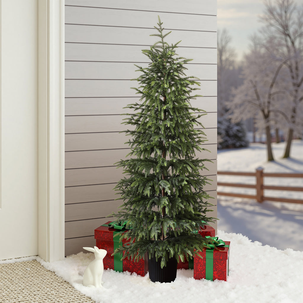 5Ft Artificial Green Branches Christmas Fir Tree Potted