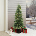 5Ft Pre-Lit Green Artificial Christmas Tree Decoration Potted