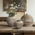 Rustic Ceramic Vase, 10.2" Tall Terracotta Pot with Earthy Gray-Brown Finish