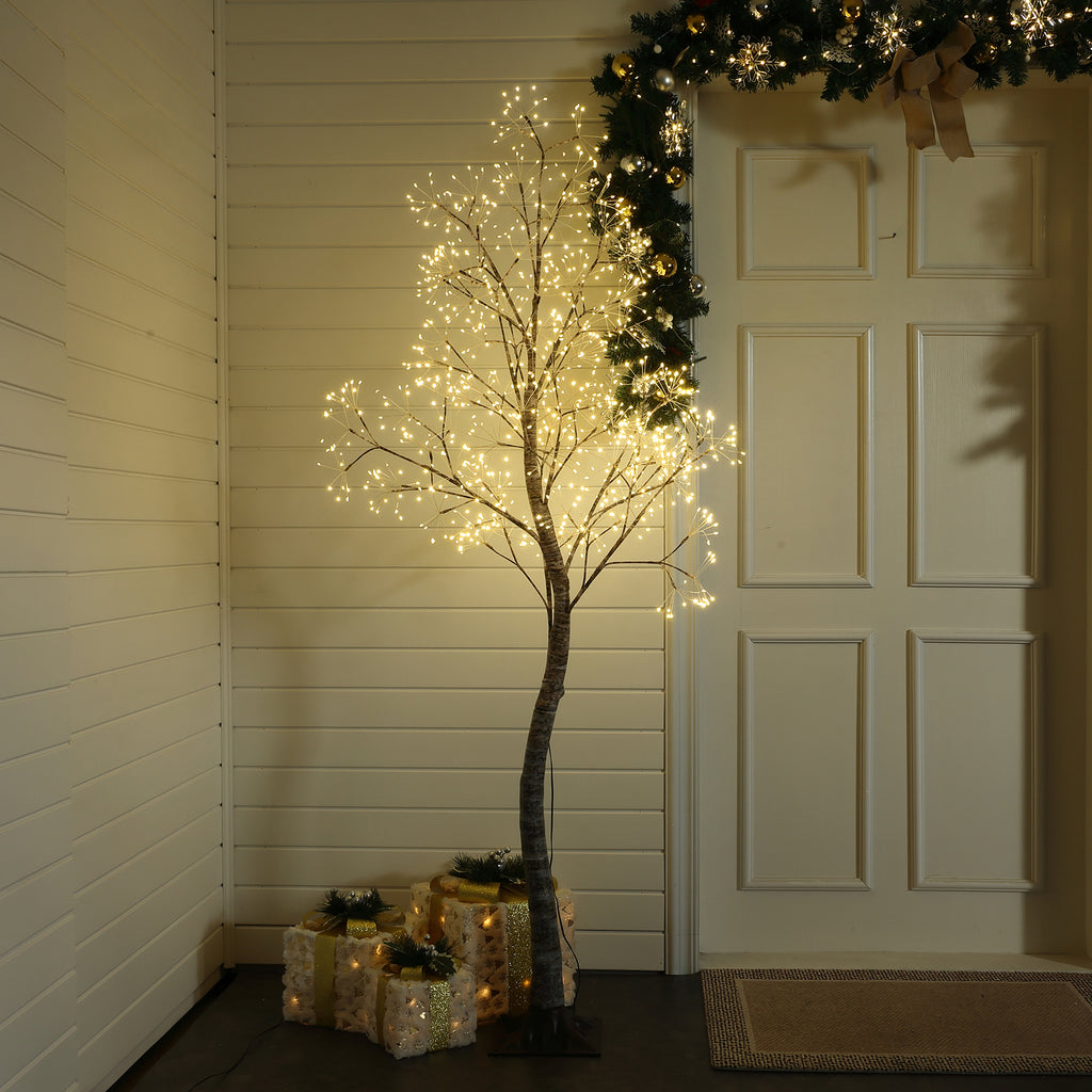 5.9 Pre-Lit Birch Artificial Tree with Realistic Faux Tree Trunk