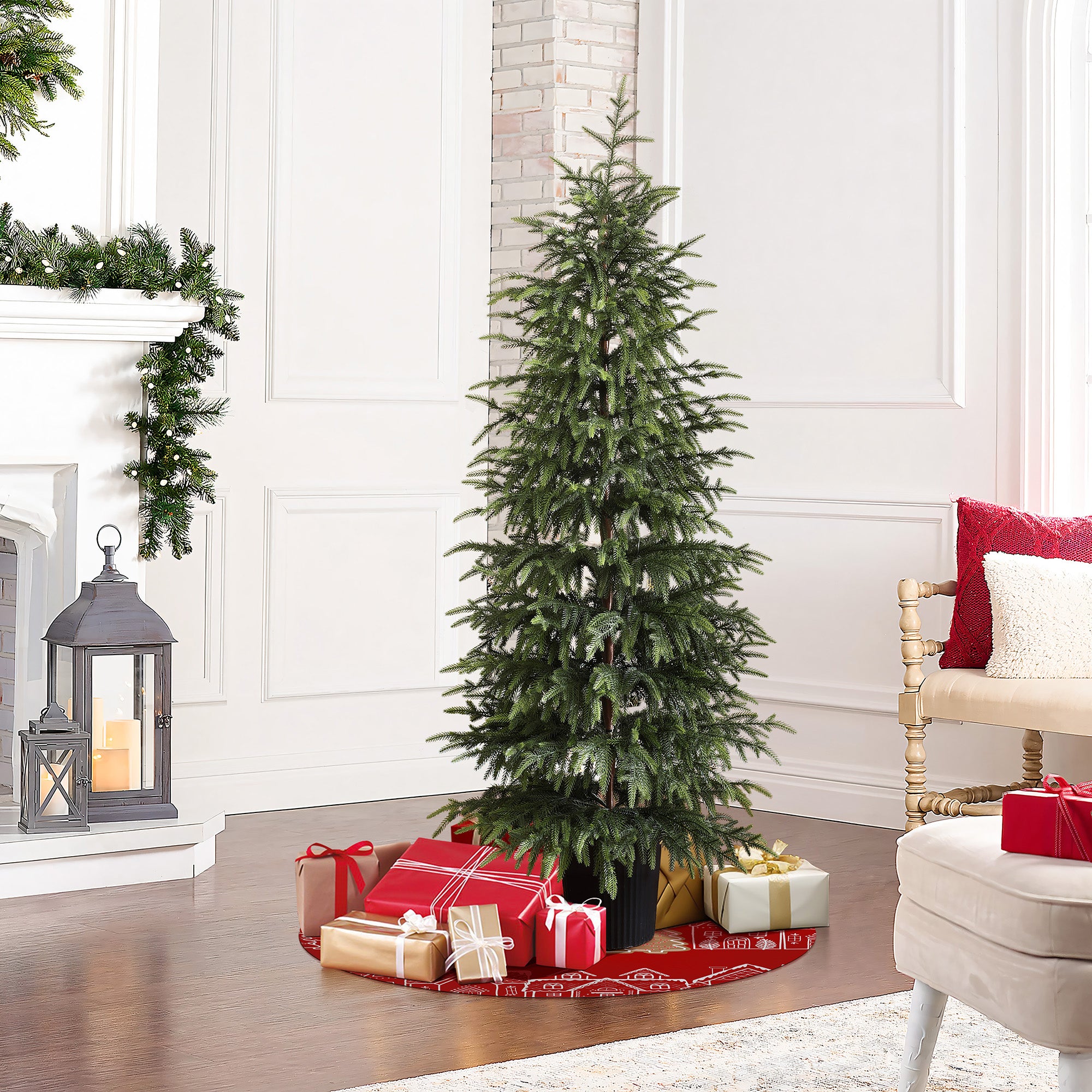 5Ft Artificial Green Branches Christmas Fir Tree Potted