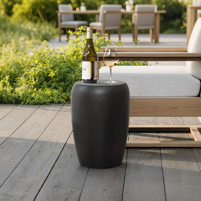 Mod324 Round MgO Accent Side Table, Black & Gold Specks