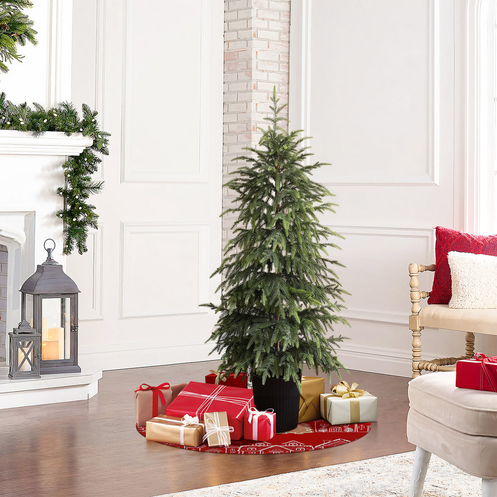 4Ft Artificial Green Branches Christmas Fir Tree Potted