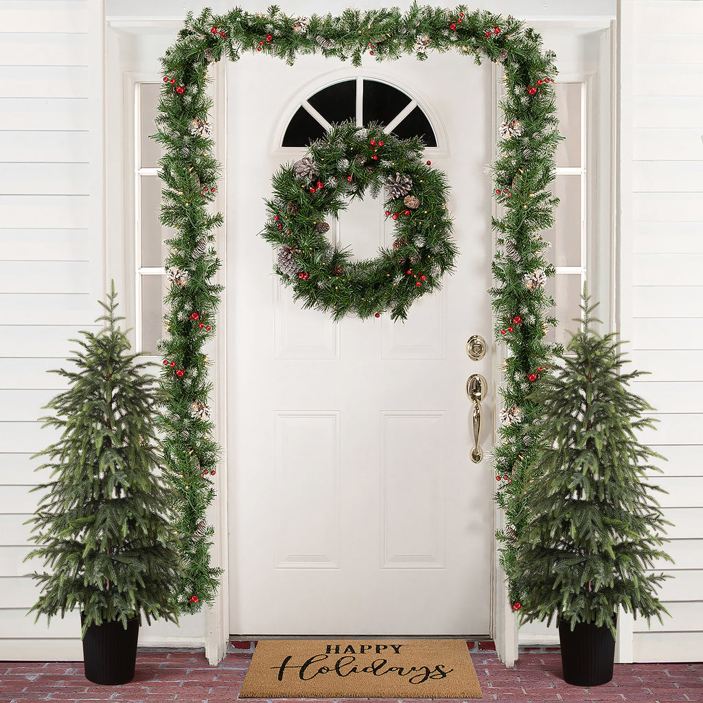 4Ft Artificial Green Branches Christmas Fir Tree Potted