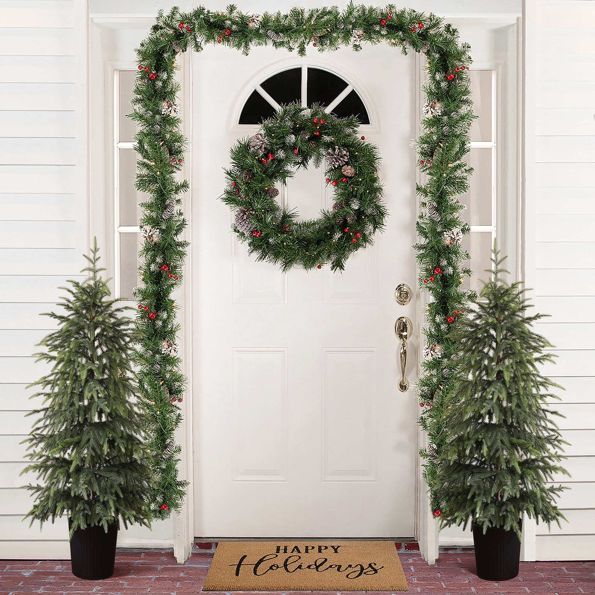 4Ft Artificial Green Branches Christmas Fir Tree Potted
