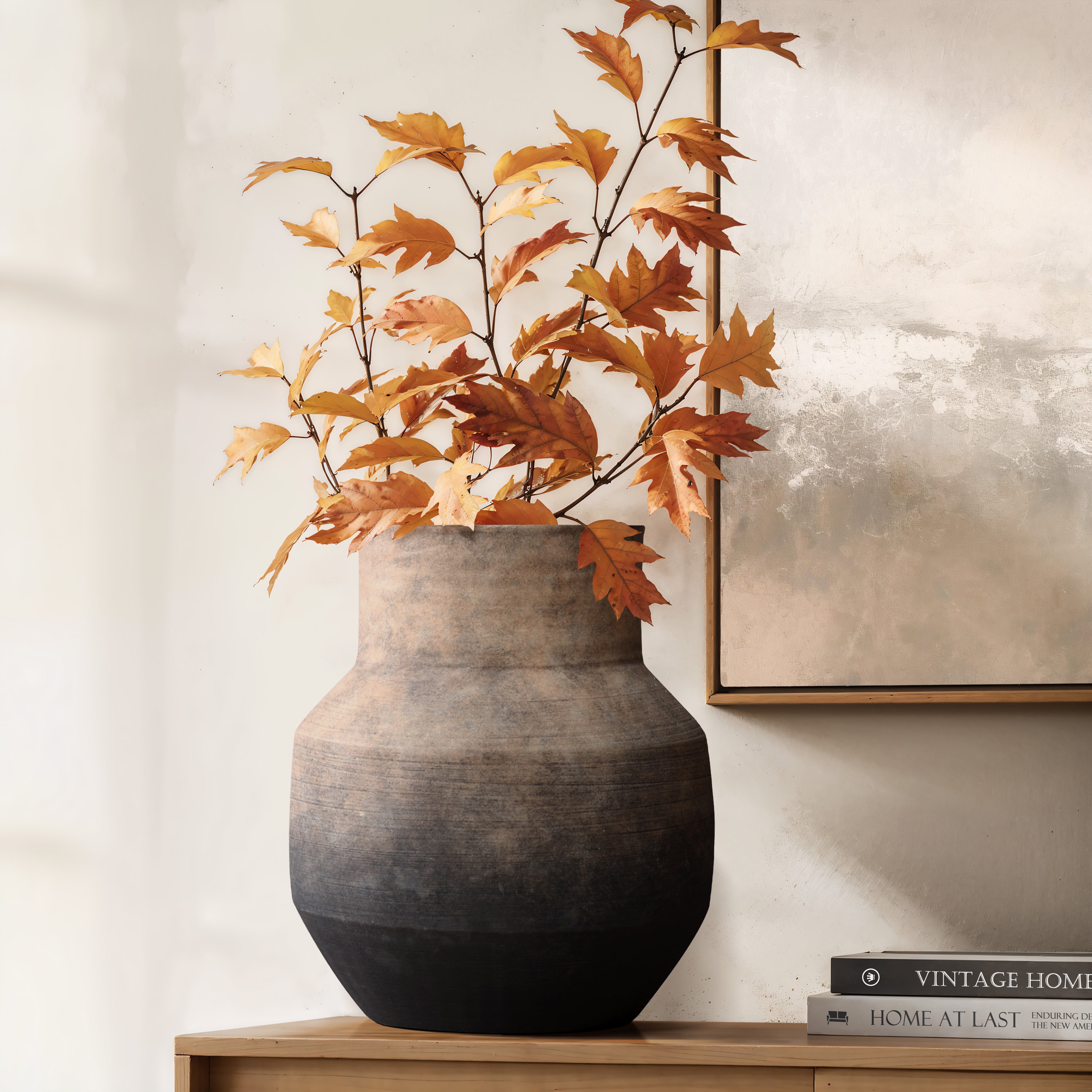 Brown Ombre Terracotta 11.4-Inch Round Vase