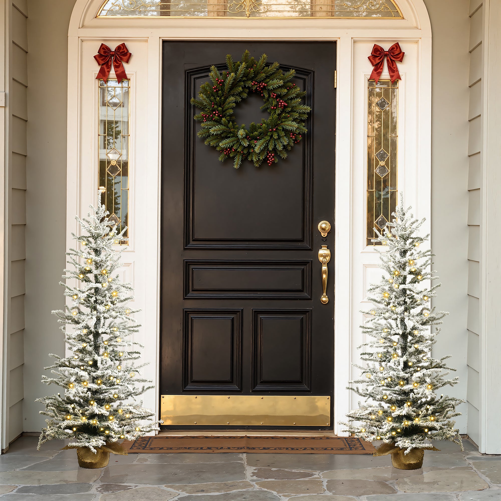 4Ft Pre-Lit Snow-Flocked Artificial Christmas Tree in Burlap Base