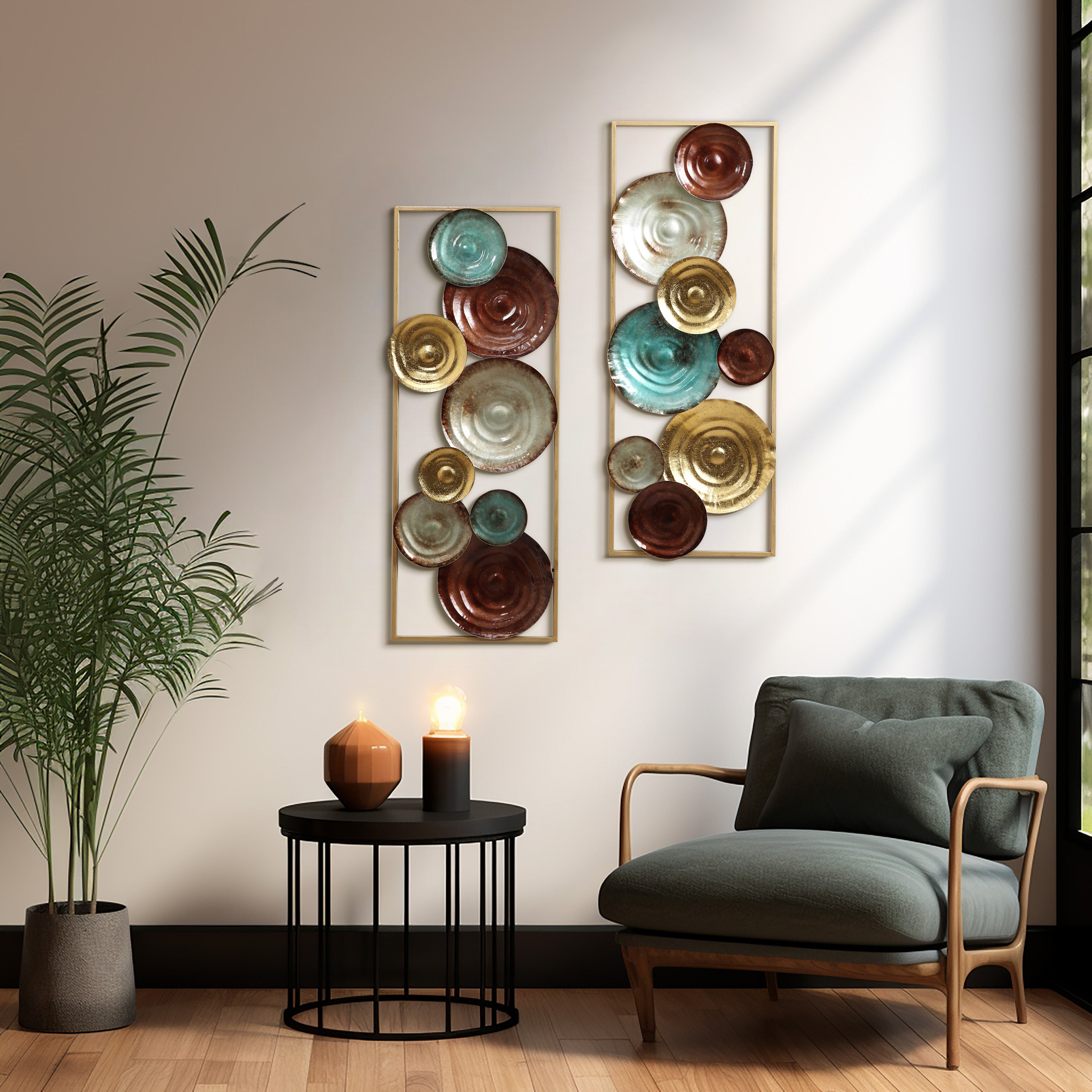 2-Piece Multi-Color Gems Abstract Metal Wall Decor Set