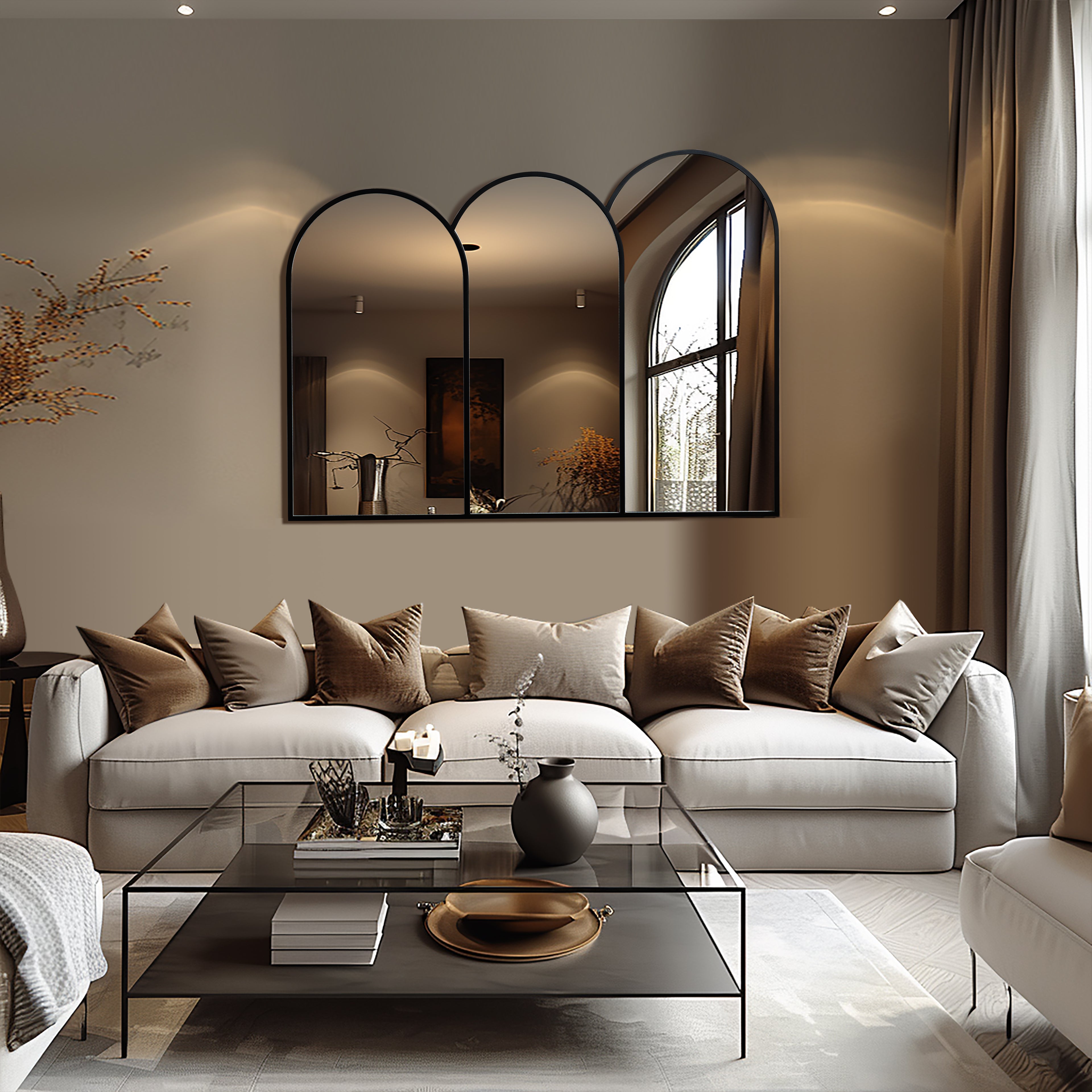 Triple Arch Framed Wall Mirror