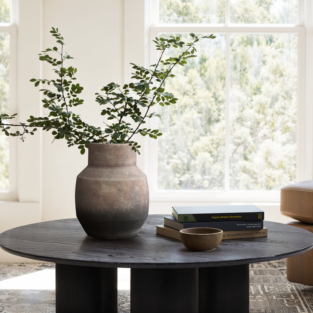 Brown Ombre Terracotta 9.6-Inch Round Vase