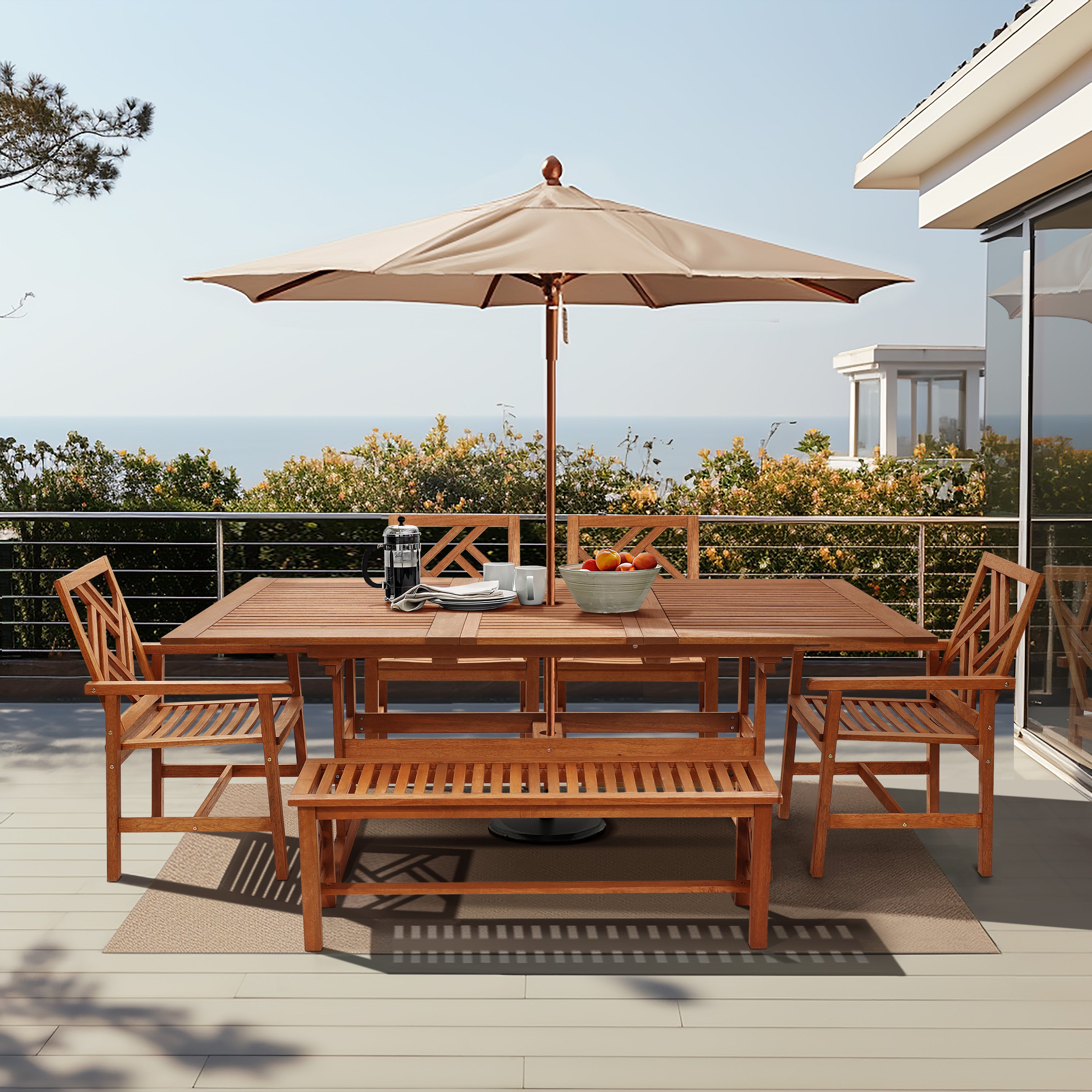 Carmel Solid Wood Outdoor Dining Chair, Set of 2