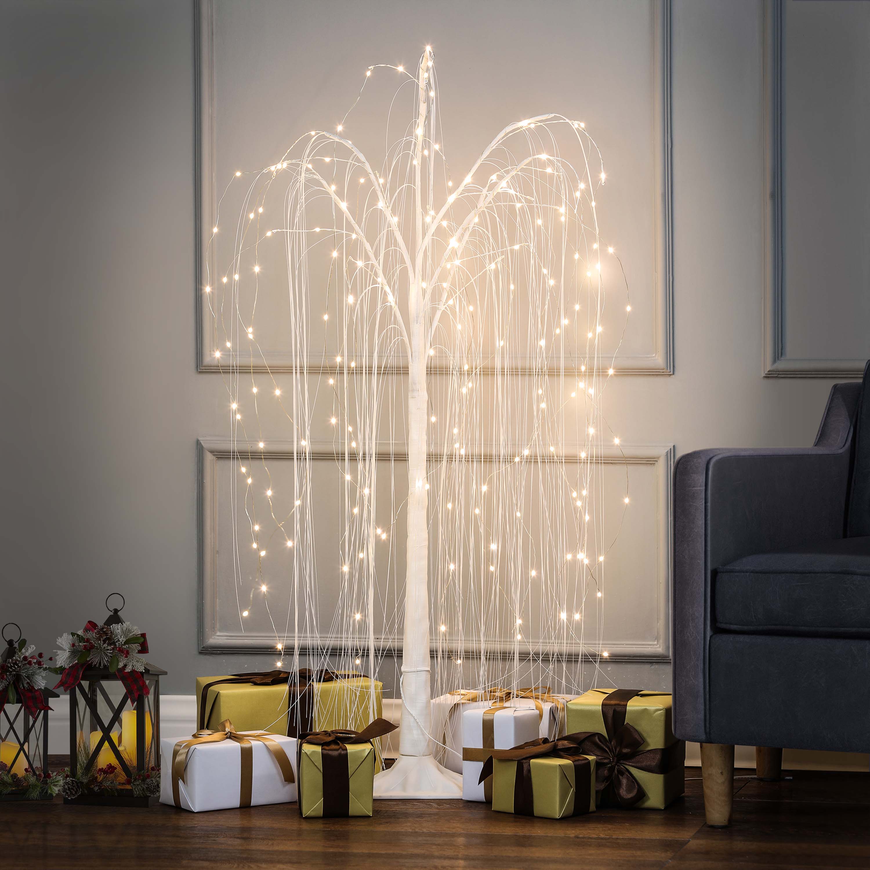 LED Willow Tree Lamp – White Branches with Warm White Lights, Adjustable Design, Remote & App-Controlled, for Indoor Decoration