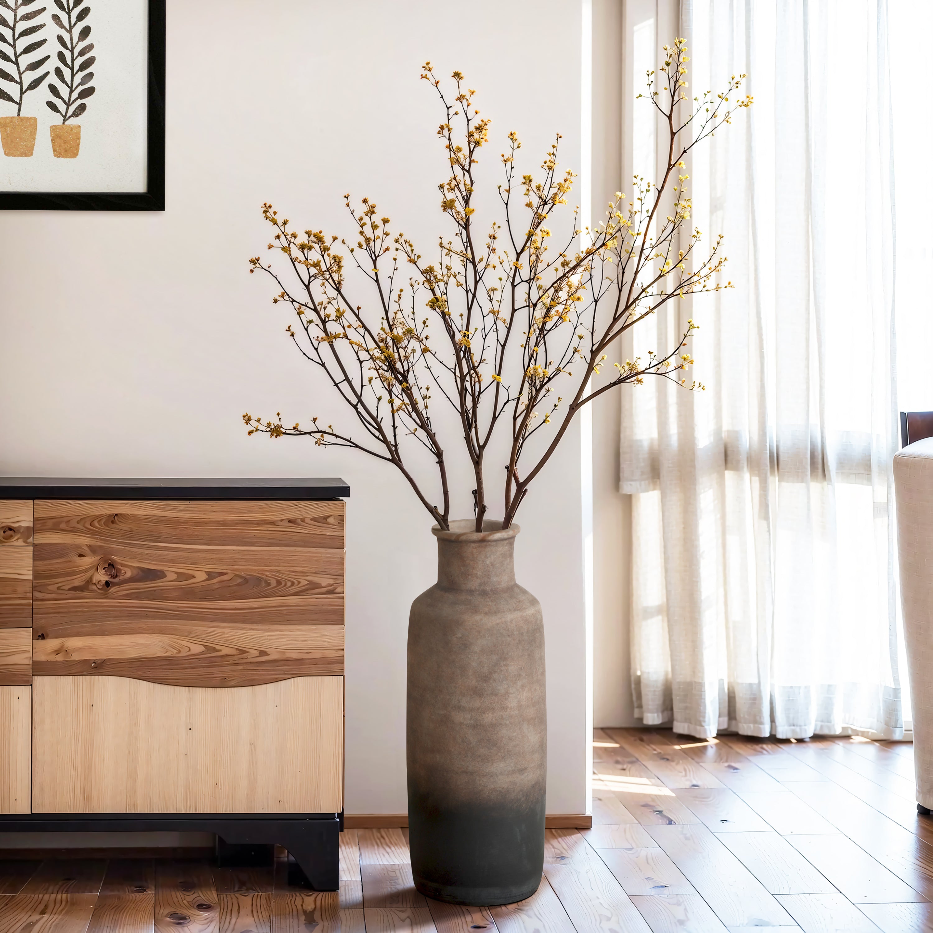 Brown Ombre Terracotta Narrow 18.7-Inch Tall Vase