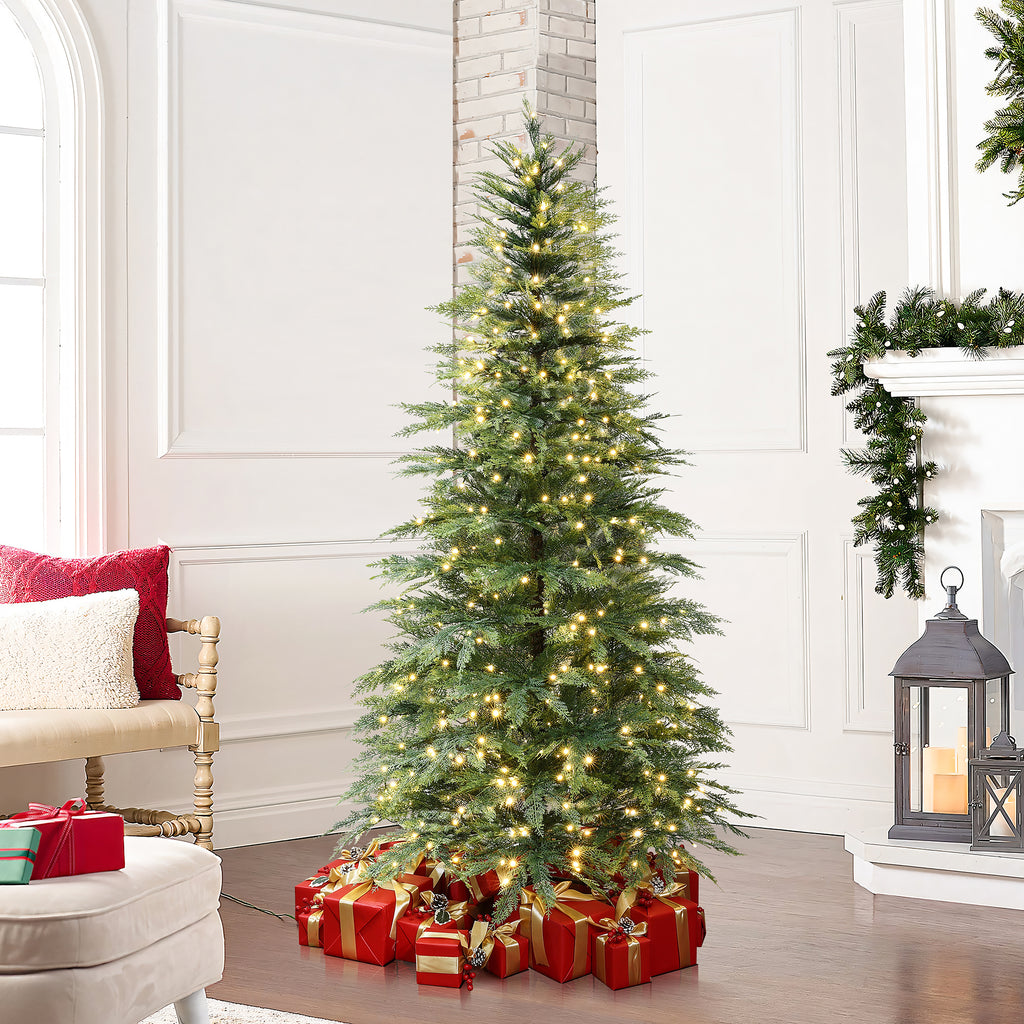 6.5Ft Pre-Lit Green Cypress Artificial Christmas Tree with Metal Stand