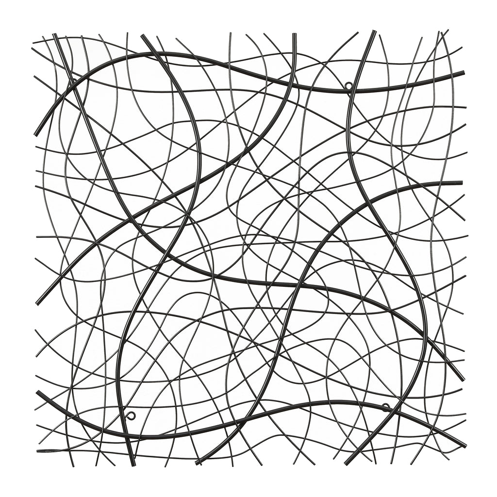 Black Abstract 35.5-Inch Square Metal Wall Decor