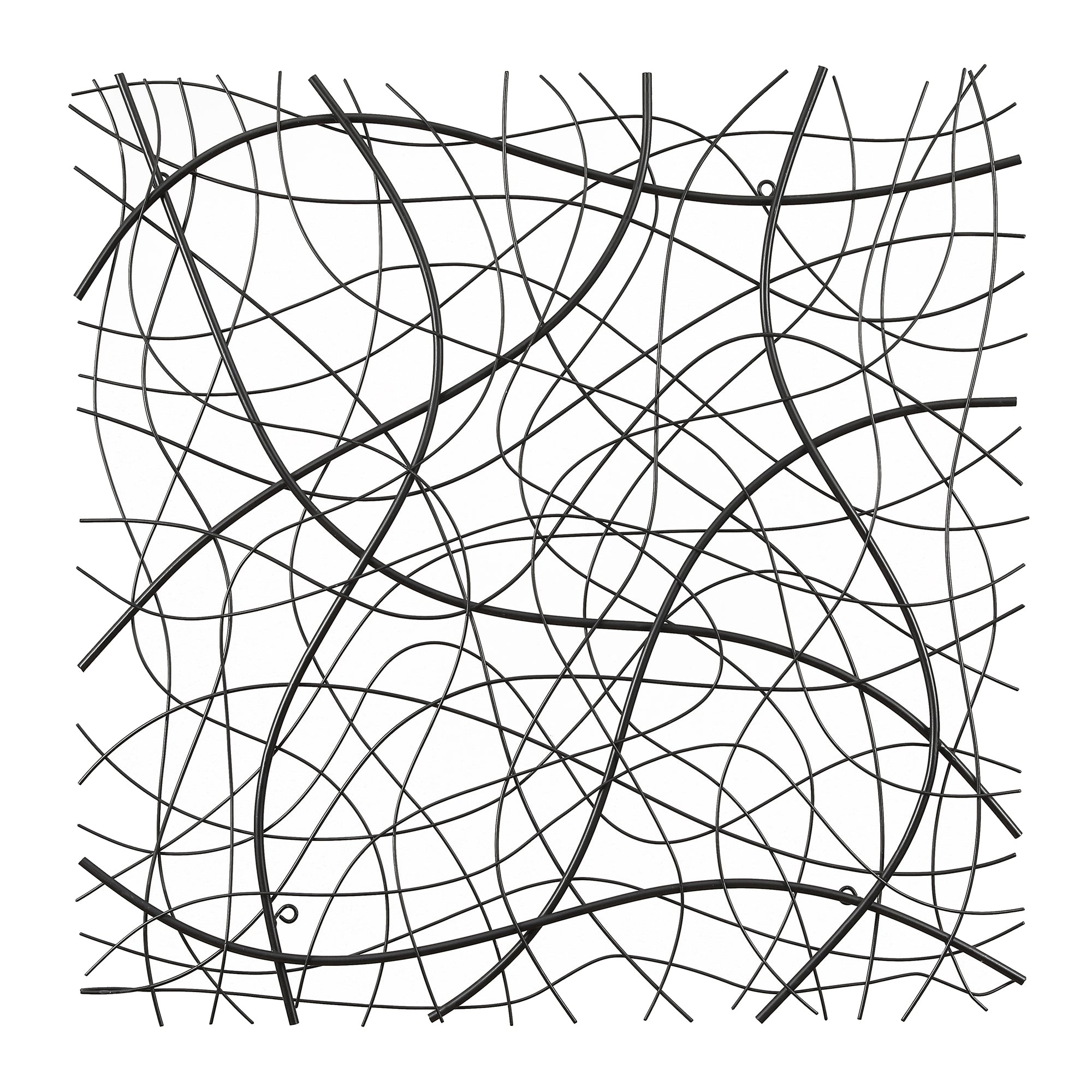 Black Abstract 35.5-Inch Square Metal Wall Decor