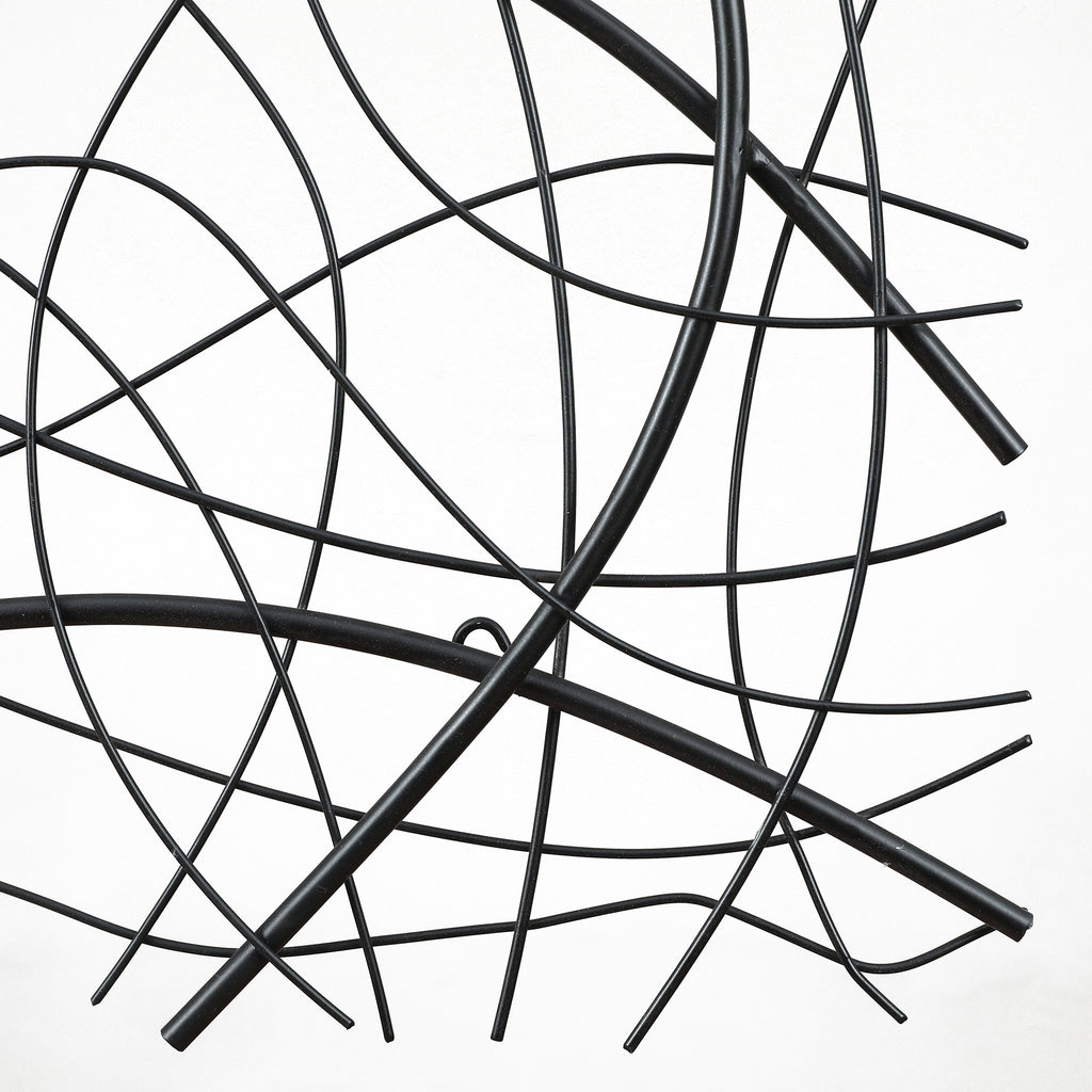 Black Abstract 35.5-Inch Square Metal Wall Decor