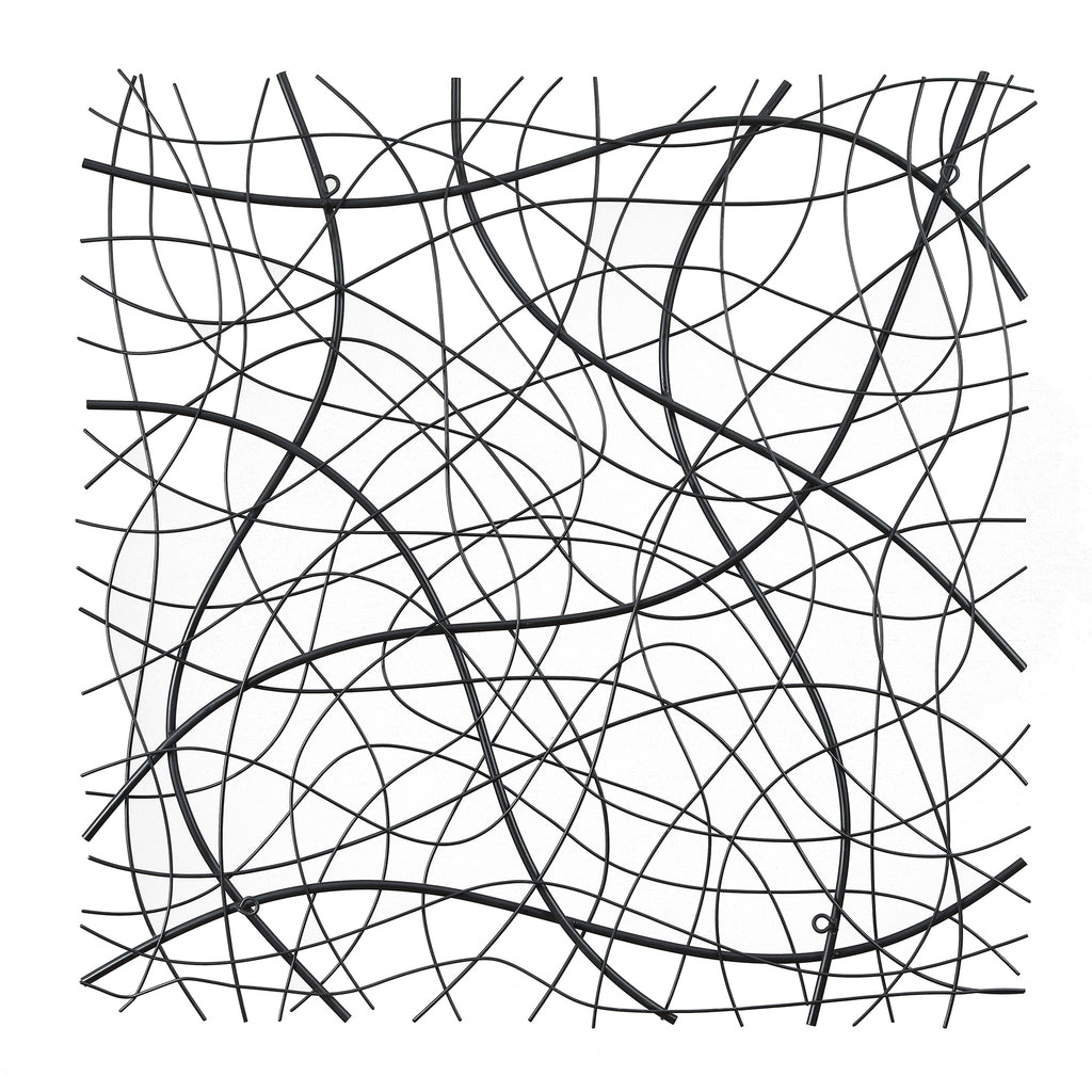 Black Abstract 35.5-Inch Square Metal Wall Decor