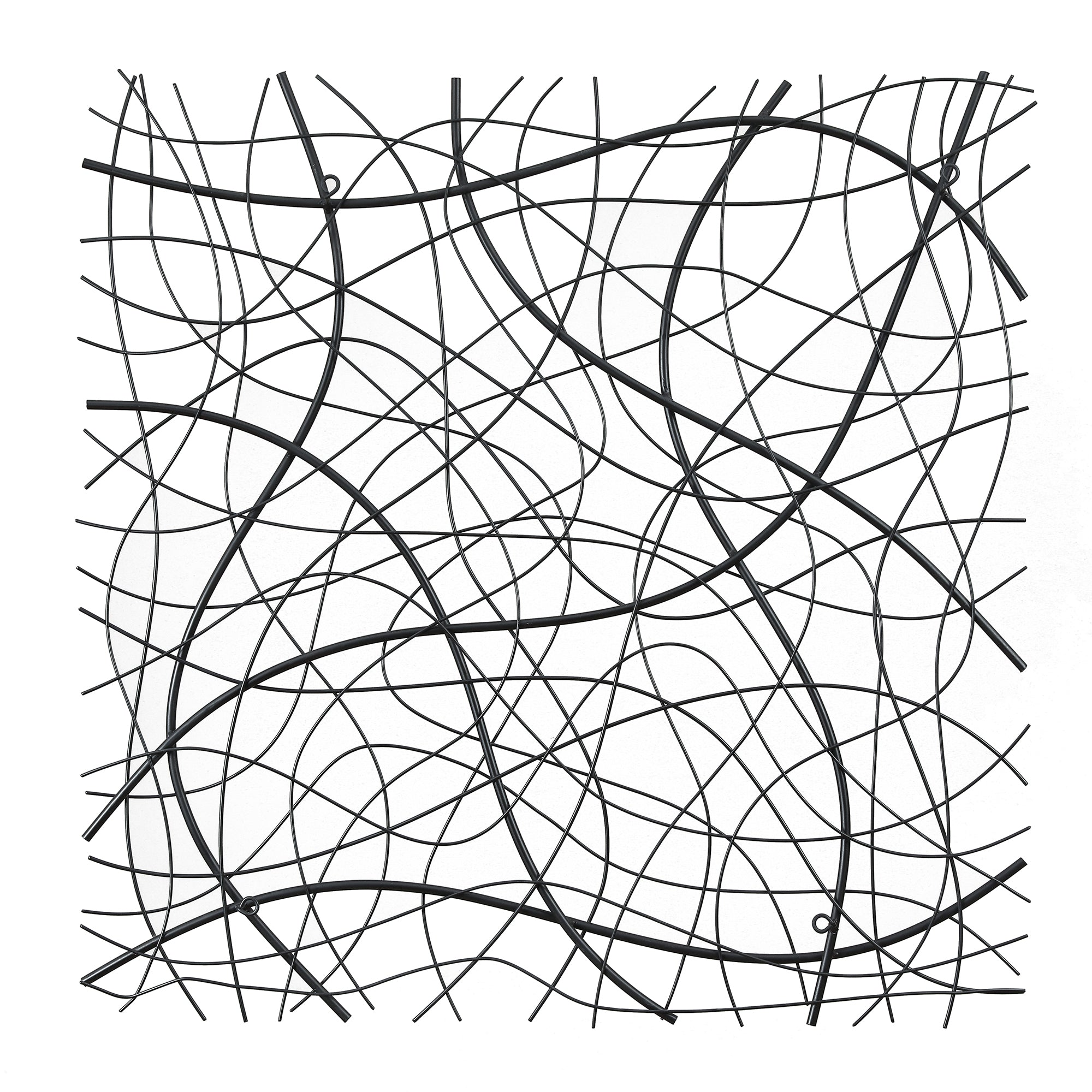 Black Abstract 35.5-Inch Square Metal Wall Decor
