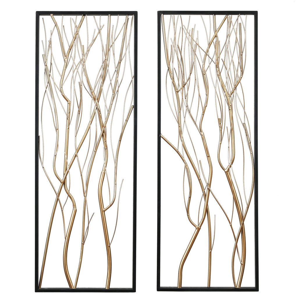 Gold Metal Branch Wall Decor, Set of 2