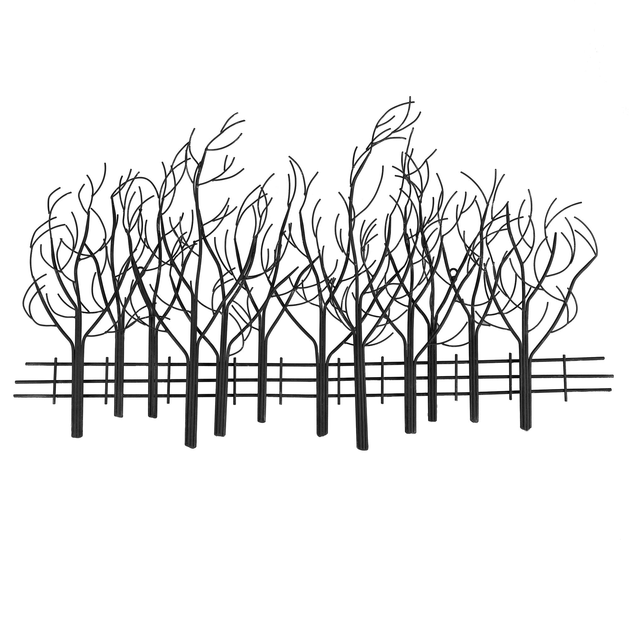 Snowy Black Metal Field of Trees Wall Decor