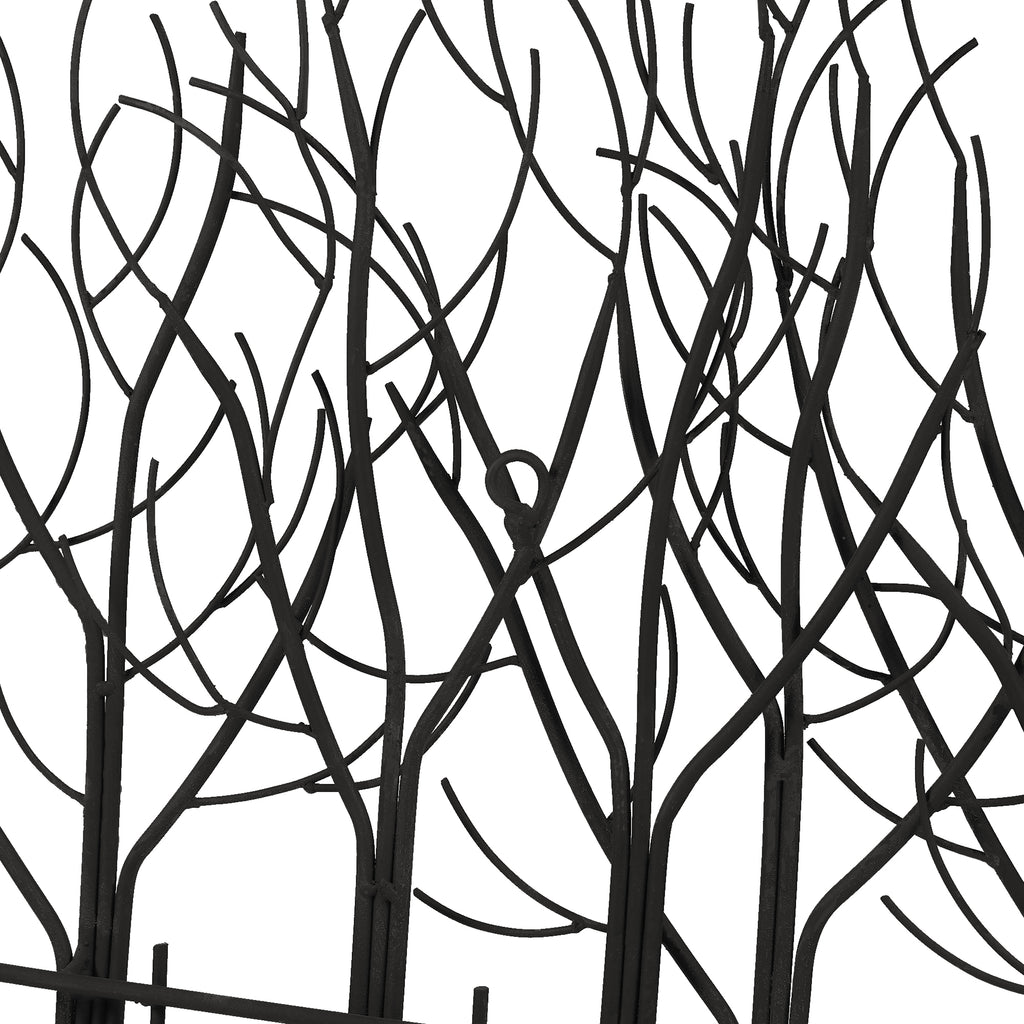 Snowy Black Metal Field of Trees Wall Decor