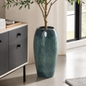 Vale Glazed Ceramic Tall Planter, Green-Blue, 23"