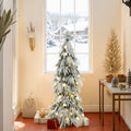 4.5Ft Pre-Lit Snow Flocked Slender Fir Artificial Christmas Tree