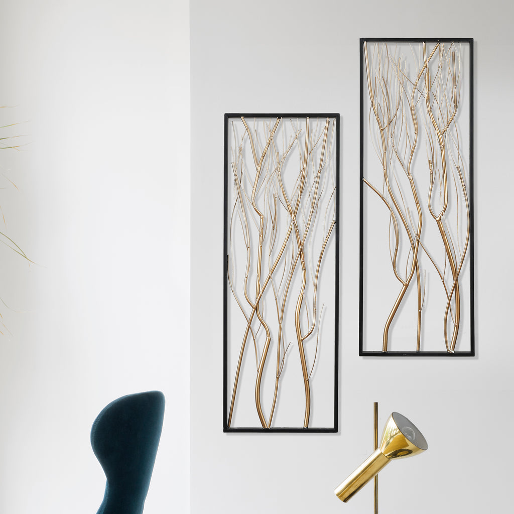 Gold Metal Branch Wall Decor, Set of 2