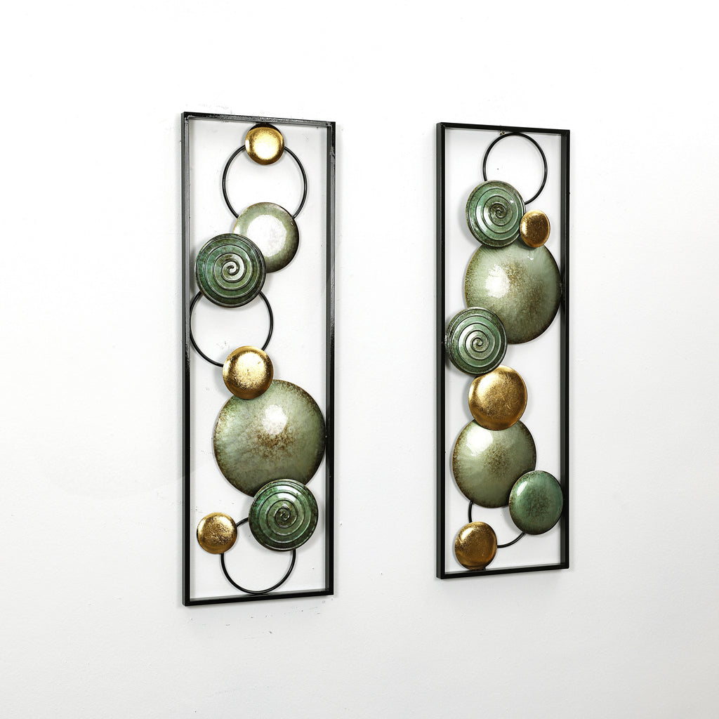 2-Pc Multi-Color Circles Abstract Rectangular Metal Open Wall Decor Set
