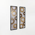 2-Piece Gold and Brown Metal with Black Rectangle Frame Wall Decor Set