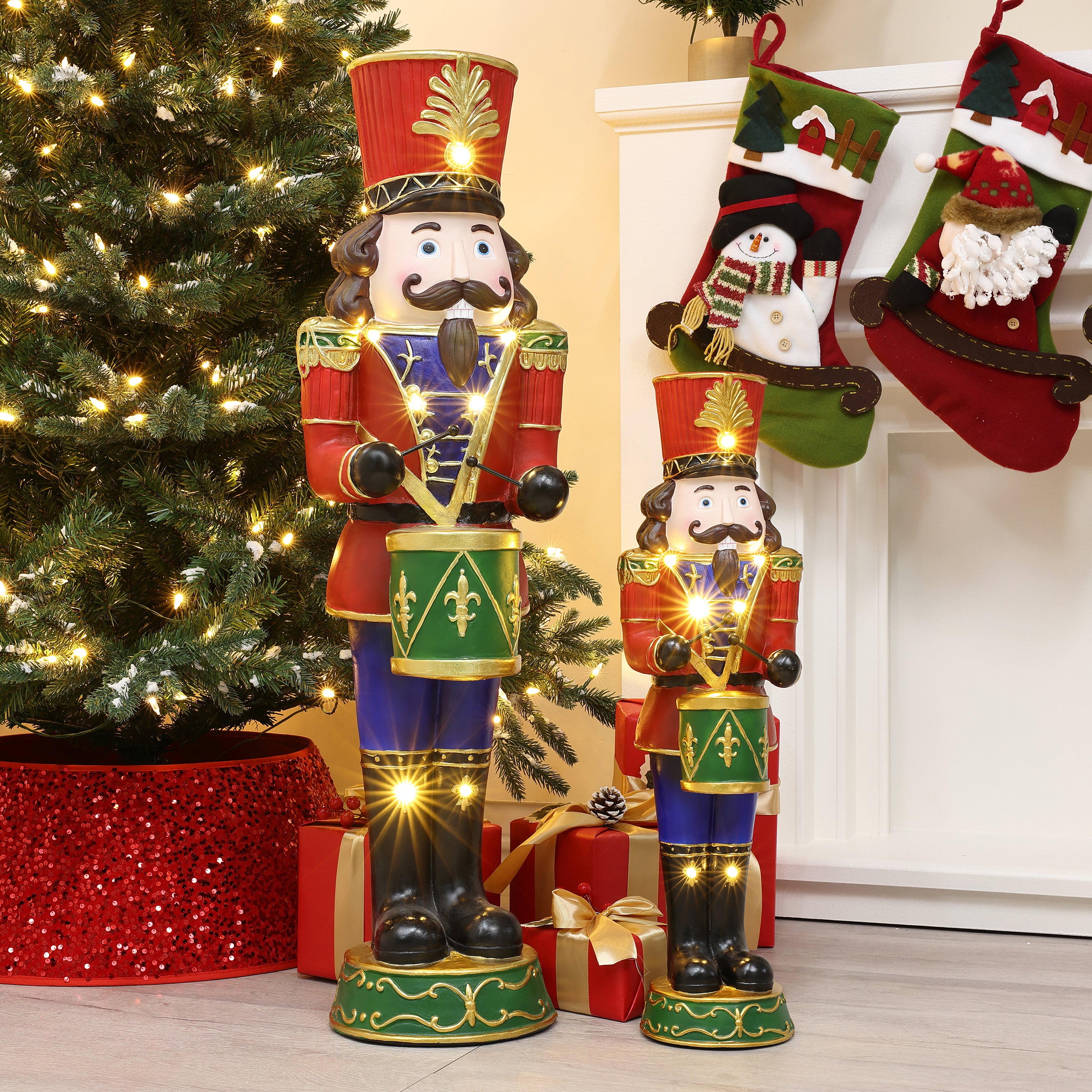 LED Nutcracker Soldier Christmas Decoration Light – Warm White & Colorful LED Lights, Remote/App Control, Waterproof for Indoor/Outdoor Holiday Decor