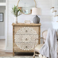 3-Drawer 28.2" H x 25.2" W Natural Wood White Floral Accent Chest