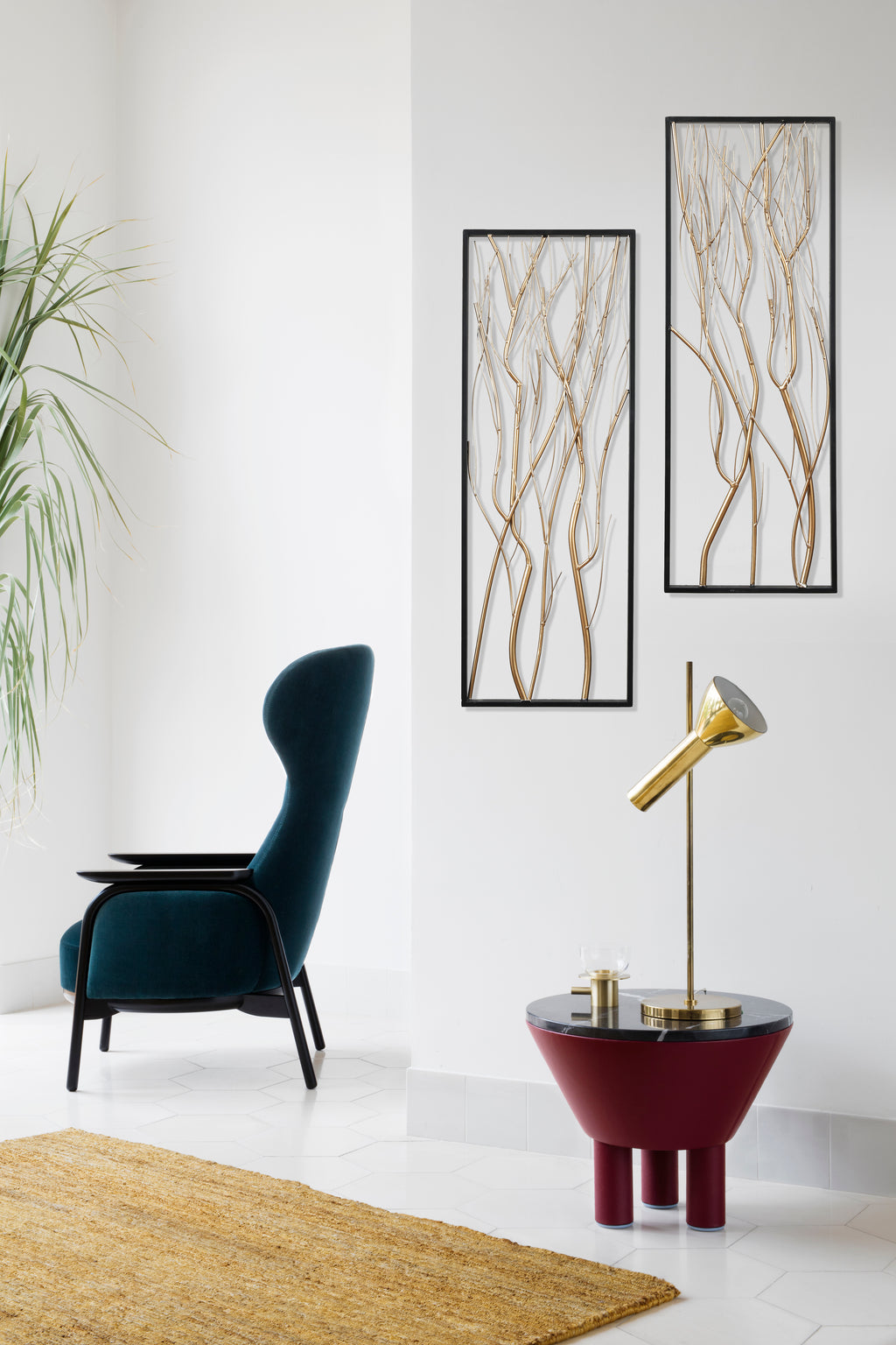 Gold Metal Branch Wall Decor, Set of 2