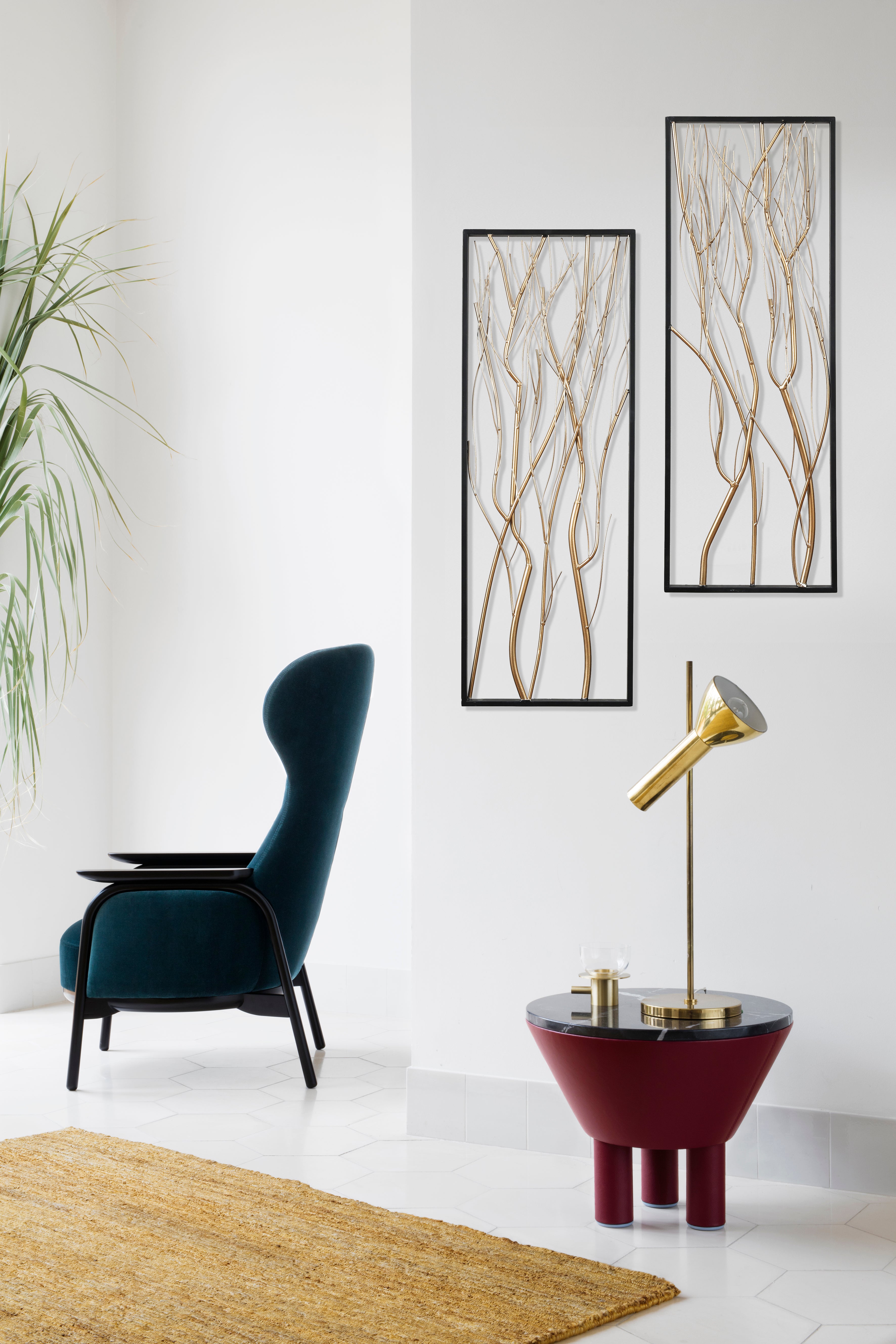 Gold Metal Branch Wall Decor, Set of 2