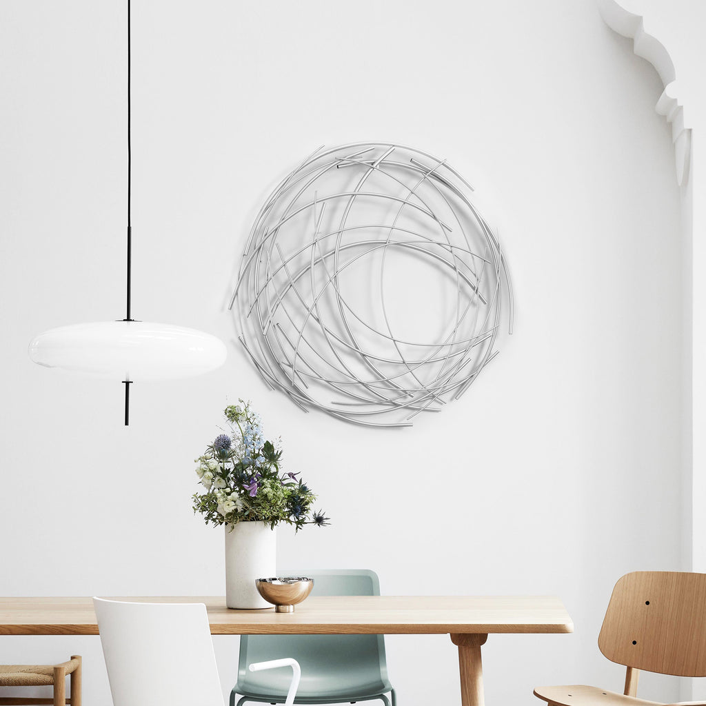 Silver Metal Abstract Swirl Round Wall Decor