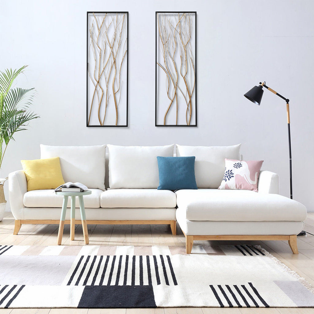 Gold Metal Branch Wall Decor, Set of 2
