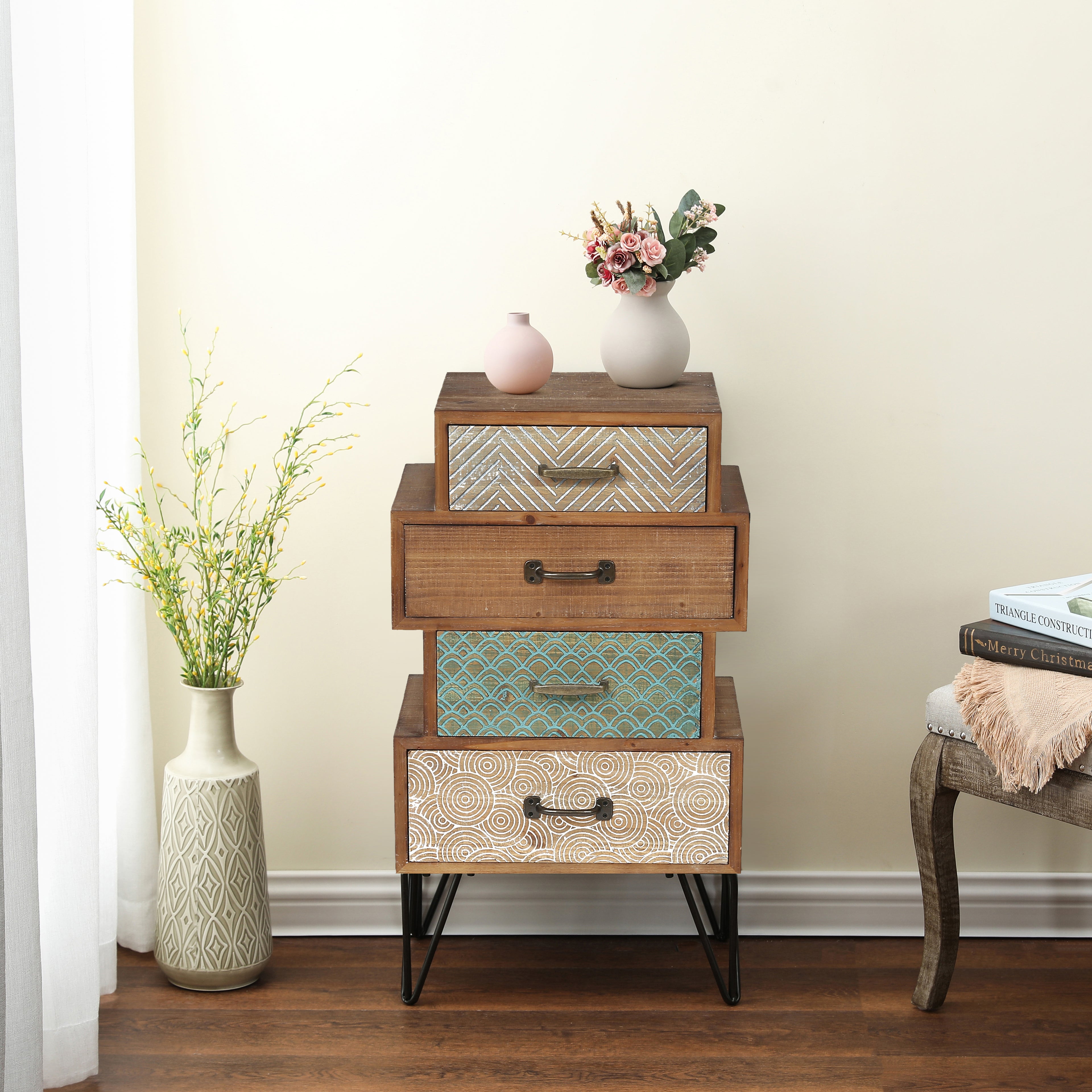 4-Drawer 33.5" H x 18.9" W Wood Accent Chest