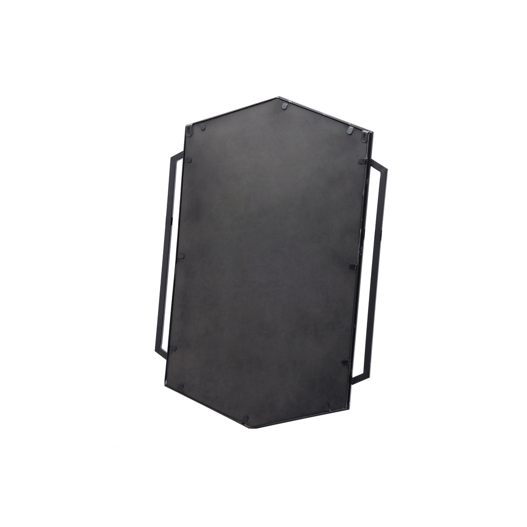 Industrial Iron Framed Geometric Mirror – Modern Multi-Sided Design