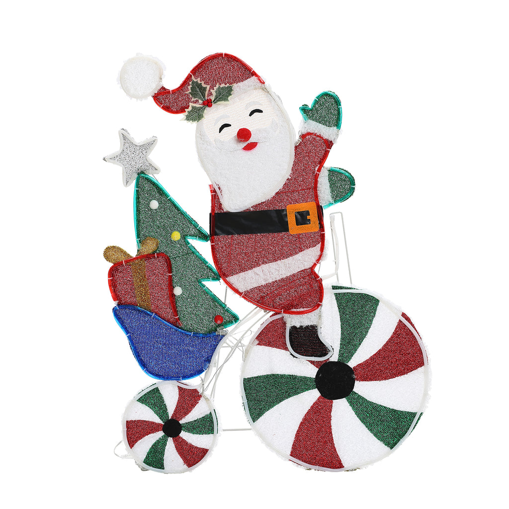 Santa on Peppermint Bike Lighted Holiday Decoration