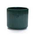 Jade Green Ribbed 11.4-Inch Round Ceramic Planter