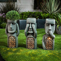 Solar-Powered Easter Island Moai Statue Planter with LED Lights – Outdoor Garden, Patio & Balcony Decor
