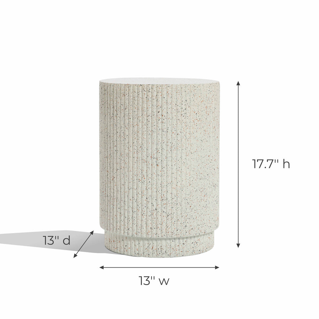 Ivory White Cement Round Outdoor Side Table