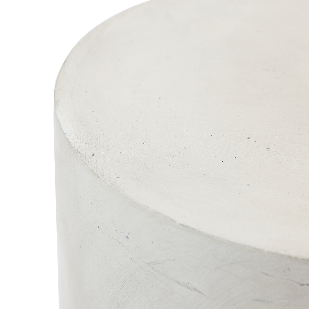 Gray and White Cement Round Outdoor Side Table