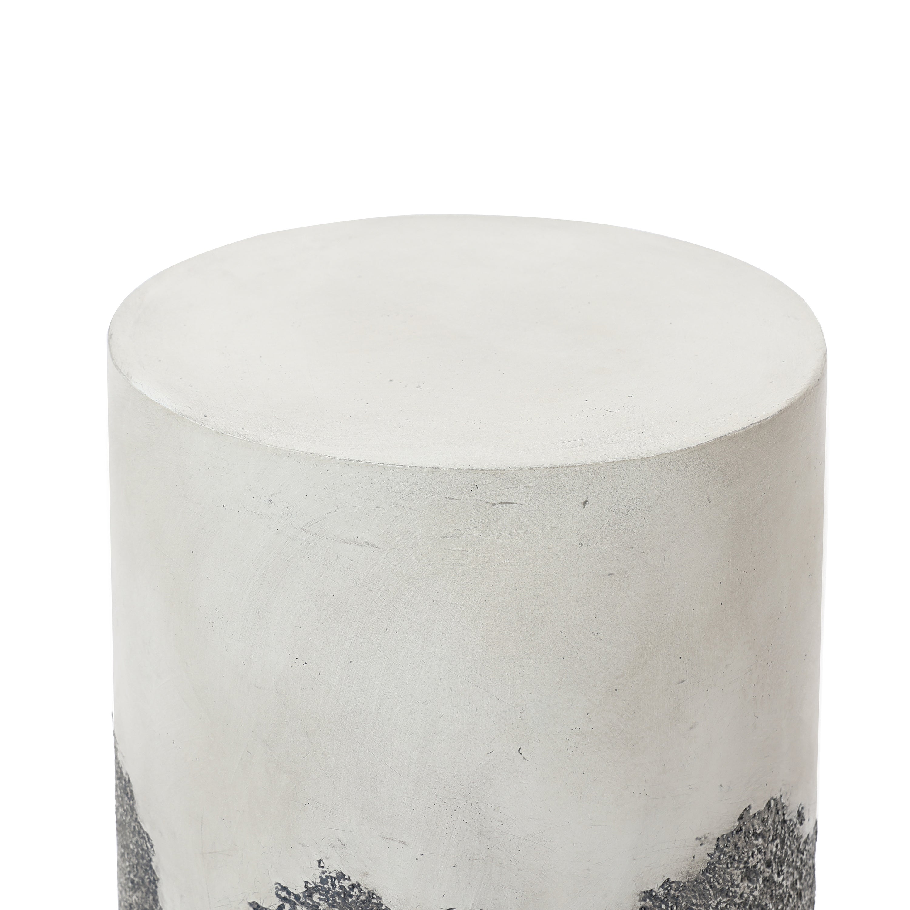 Gray and White Cement Round Outdoor Side Table