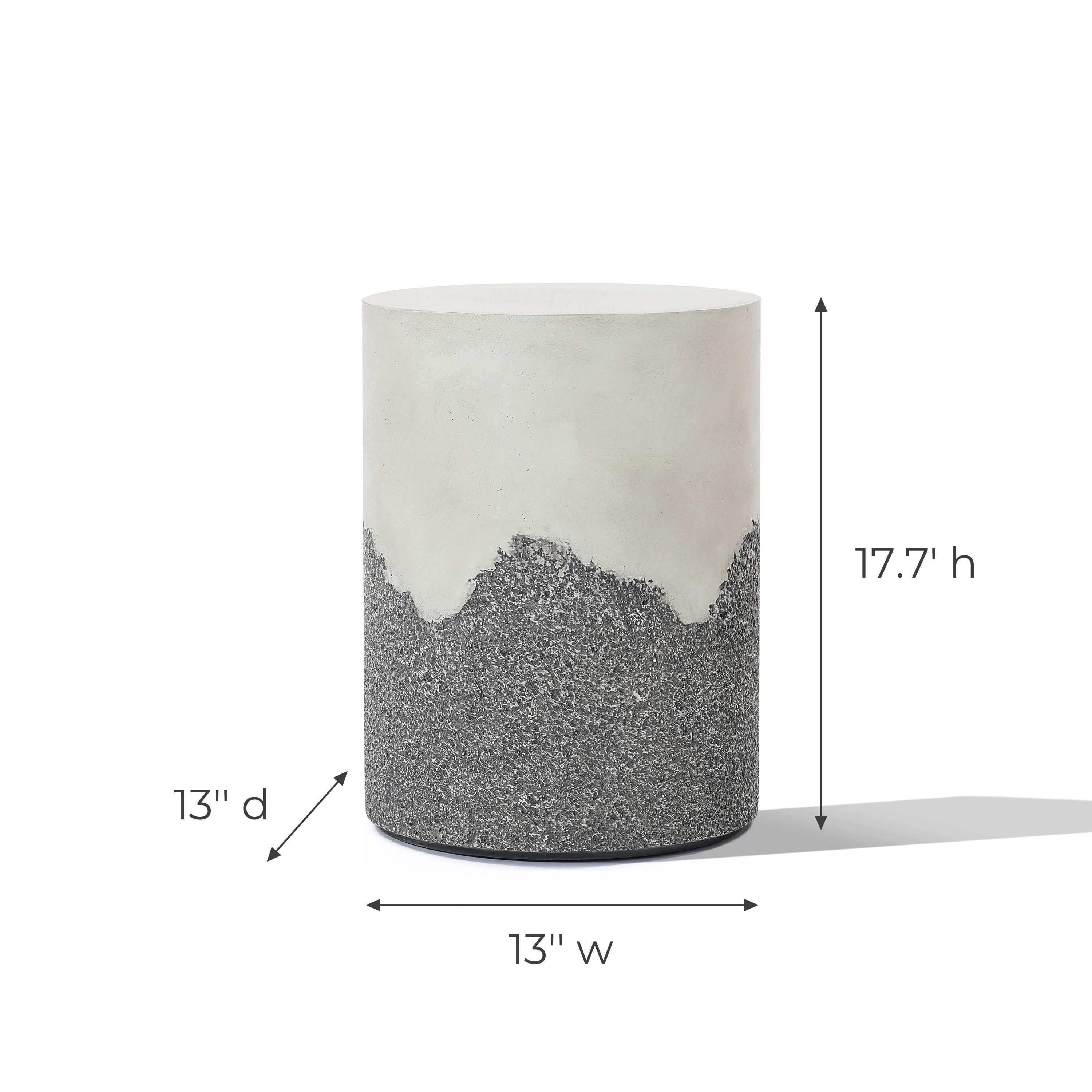 Gray and White Cement Round Outdoor Side Table